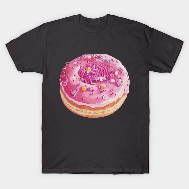 Strawberry Swirl Donut painting (no background) T-Shirt by EmilyBickell